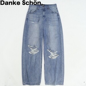 ◆Danke Schon ダンケシェーン DESTROY DENIM ダメージ加工 デニム パンツ ジーンズ サックス M