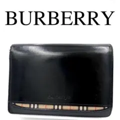 BURBERRY バーバリー 折り財布 ノバチェック ワンポイントロゴ ブラック