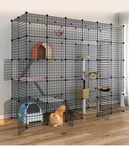 高品質 超大型 猫ケージ キャットケージ 猫用ケージ 屋内猫ベビーサークル、猫犬小屋金属ワイヤー犬小屋 小動物ケージ1～4匹の猫に最適