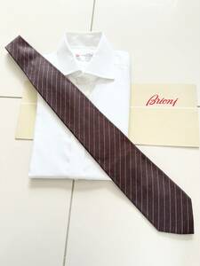 ■ 新品 Brioni ブリオーニ 定価 3万3,000円 永久定番 モカブラウン シルク タイ ネクタイ スーツ マリネッラ kiton アットリーニ 44 46