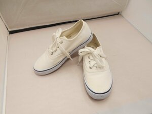 【POLO　RALPH　LAUREN】ポロラルフローレン　レディース　デッキシューズ　白　キャンバス23cmSY02-PY0