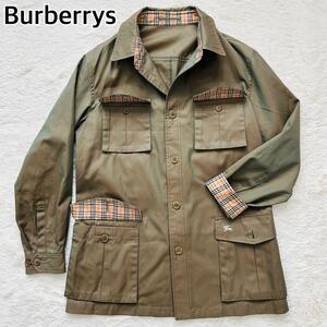 【希少美品　玉虫色】BURBERRY バーバリー Burberrys バーバリーズ ミリタリージャケット アウターノバチェック カーキ 緑　Mサイズ　