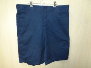 b656◆Dickies リラックスフィット ワークショーツ◆ディッキーズ 17年ホンジュラス製 size38 ネイビー WR854DN マルチポケット ハーフ