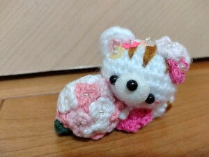 作家様☆ ハンドメイド 白リス 紫陽花 あみぐるみ ぬいぐるみ