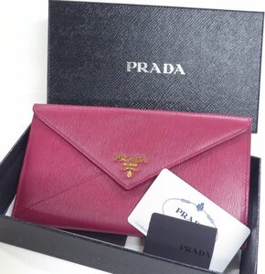 プラダ PRADA サフィアーノ レザー 長財布 1MF175 ピンク 箱 タグ付き