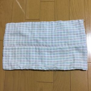 ハンドメイド　クッションカバー　チェック　水色