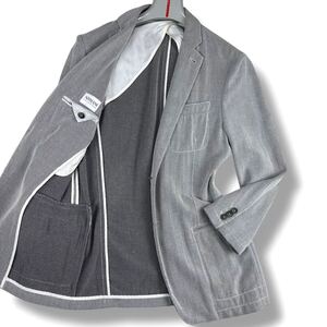 1円 美品 L~XL.LL アルマーニコレッツォーニ ARMANI COLLEZIONI テーラードジャケット アンコン 2B ストレッチ 伸縮性 メンズ グレー 50