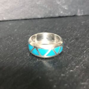 Vintage Silver Triangle Turquoise Ring 10号〜11号 シルバー リング ターコイズ トライアングルピース NAVAJO ナバホ インディアン