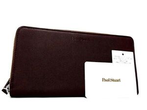 ■極美品■ Paul Stuart ポールスチュアート レザー ラウンドファスナー 長財布 ウォレット 小銭入れ メンズ ブラウン系 DE4776