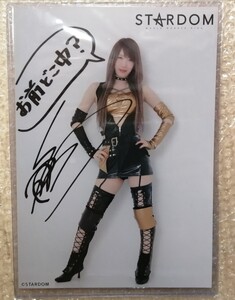 スターダム 鹿島沙希 直筆 コメント サイン入 ポートレート 硬質ケース付 大江戸隊時代 STARDOM 女子プロレス なに卒？