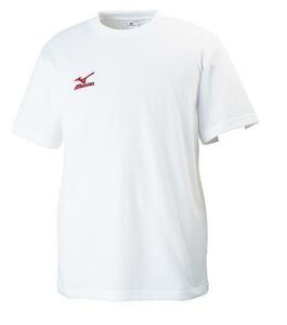 ミズノ[ワンポイント半袖Tシャツ]32JA615776 ホワイト×刺繍:レッド Sサイズ