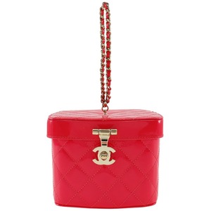 CHANEL シャネル バニティ マトラッセ パーティーバッグ ハンドバッグ×パテントレザー ピンク レディース【I211824036】中古