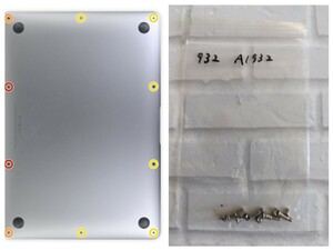 MacBook Air 13 inch 2019　ネジ 留め具一式 A1932 中古品 シルバー　管理番号 932