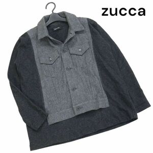 zucca ズッカ 秋冬 GFニードルパンチ♪ プルオーバー ウール ジャケット Sz.M　レディース グレー 日本製　K3T00440_9#N