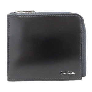 超美品 ポールスミス Paul smith 現行品 873917 P624 コードバン レザー L字 ファスナー ウォレット 財布 小銭 メンズ ビジネス 数回使用程