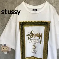 【レア】stussy 半袖 Tシャツ ワールドツアー 額縁 古着 メンズ