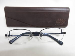 14081◆999.9 フォーナインズ O-31T 53□18 141(col.7 ダークブルーマット)TITANIUM 度入りレンズ/眼鏡 MADE IN JAPAN 中古 USED