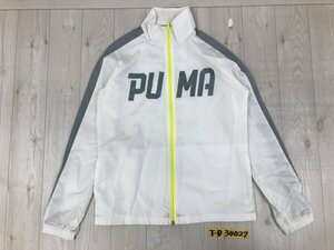 PUMA プーマ レディース ビッグロゴプリント ポリエステル 薄手 ジップジャケット M 白グレー