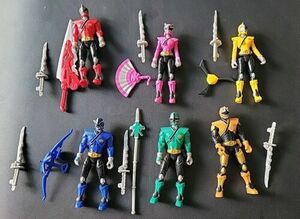 Power Rangers Samurai Lot Red, Blue, Yellow, Green, Pink, and Gold Mega Rangers 海外 即決