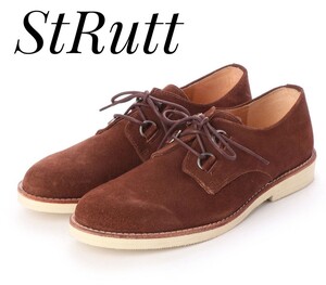 最値!定価6380円!新品!ストラット【StRutt】高級ヌバックレザー プレーントゥ ドレス シューズ!チャコレートブラウン!25.5cm ラスト1足！！