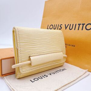 2928【極美品】LOUIS VUITTON ルイヴィトン エピ ポルトモネ エラスティック 三つ折り財布 コインケース ウォレット M6366A/MI0060