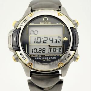 CITIZEN シチズン AIR DIVER`S 200M TITANIUM D202-Q00117 チタン ダイブコンピュータ ダイビング メンズ腕時計 デジタルウォッチ