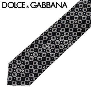 DOLCE&GABBANA ネクタイ ブランド ドルチェ＆ガッバーナ DGロゴ イタリア ブラック×ホワイト【剣先幅：6cm】 gt149e-g0jra-n0004