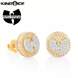 【トップの幅 10mm】King Ice × Wu-Tang Clan キングアイス ウータンクラン ロゴ スタッド ピアス ゴールド 10mm Wu-Tang Logo Earrings