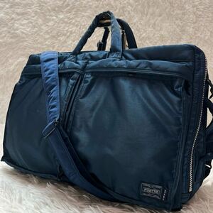 極美品◎PORTER × BEAMS 3way ビジネスバッグ ショルダーバッグ リュック タンカー TANKER ポーター ビームス 吉田カバン ブルー 青