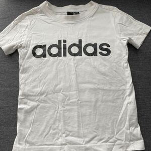 キッズ　adidas ロゴTシャツ 110 半袖Tシャツ アディダス 白T シンプル　綿100%