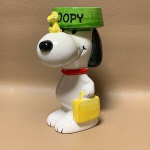 【Vintage】 SNOOPY 陶器 プランター フラワーベース スヌーピー ウッドストック フィギュア PEANUTS Determined 70