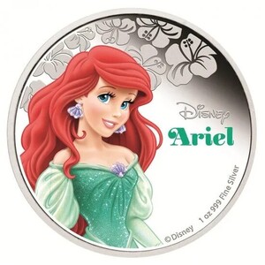 【1円スタート】2015 アリエル（Ariel）ディズニープリンセスコインシリーズ　2ドルカラー銀貨