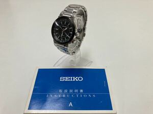 管400141 電池交換済み SEIKO セイコー 7N32-0DN0 QUARTZ メンズ 腕時計 黒 文字盤 説明書 付き