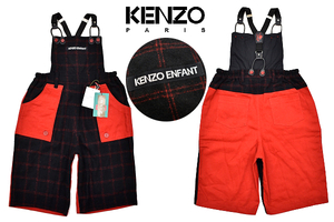 Y-7027★送料無料★新品★KENZO ENFANT ケンゾー★子供 キッズ 男女 日本製 ウール チェック サロペット オーバーオール 130cm