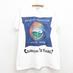 古着 ヘインズ 半袖 ビンテージ Tシャツ キッズ ボーイズ 子供服 90s パームデザート クルーネック 白 ホワイト 24aug05