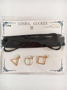 新品未使用 STRING CHOKER ブラック ペンダントトップ３点 チョーカー