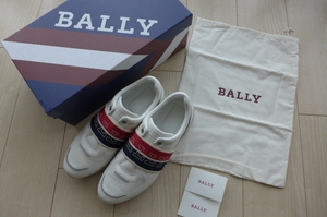 新品 即決 イタリア製 9万 BALLY バリー バリー柄ストライプ レザー スニーカー サイズ9(約27㎝) ホワイト