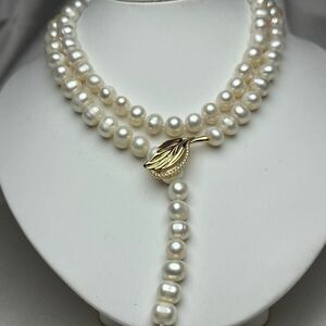 天然無調色本真珠ネックレス8-9mm ロングネックレス　necklace jewelry 85cm Pearl ネックレス 天然物　パールネックレス