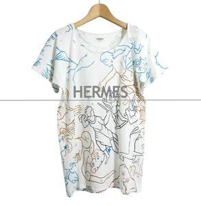 美品 HERMES エルメス サイズ36 星座 プリント クルーネック 半袖 Tシャツ カットソー 白 ホワイト