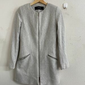 ZARA BASIC ザラ ノーカラーコート グレー S