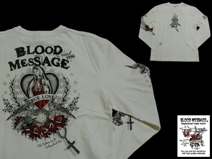 ブラッドメッセージ／BLOOD MESSAGE／XLサイズ／長袖Ｔシャツ／BLLT-890／白／エフ商会／新品／送料無料／タトゥー ／ロザリオ／マリア