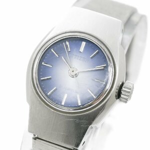 1円 稼働 CITIZEN シチズン レディースウォッチ 手巻き 青 ブルー文字盤 SS 女性用 腕時計 ラウンド ブランド アンティーク 36220240423