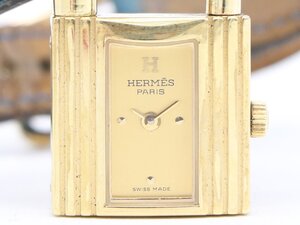 【 エルメス HERMES 】 腕時計 KE1.210 ケリー GP/革 クォーツ ゴールド文字盤 Z刻 レディース 新着 4988-0