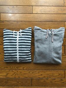 H&M ボーダー フルジップパーカー XSサイズ UNIQLO FULL ZIP パーカー Lサイズ まとめ売り2点 USED品