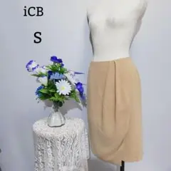 iCB 極上美品　ひざ丈スカート　ベージュ系　Ｓサイズ　巻きスカート風