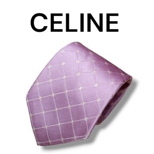 【1円スタート】CELINE セリーヌ ネクタイ シルク シルク100% イタリア製 ハイブランド ブランド 総柄 ピンク 