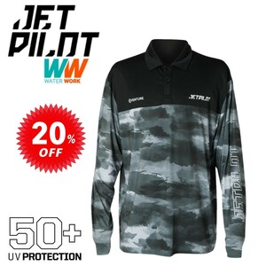 ジェットパイロット JETPILOT セール 20%オフ 送料無料 ベンチャー LS フィッシング ポロシャツ JA22180 グリーン/カモ S 釣り