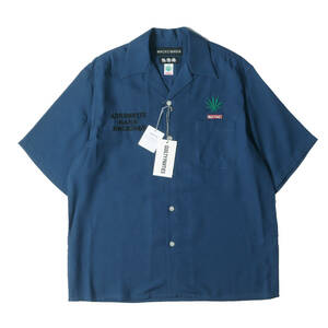 新品 WACKO MARIA ワコマリア シャツ サイズ:S 24SS 舐達麻 HIGH TIMES オープンカラー 半袖シャツ 50S OPEN COLLAR SHIRT ネイビー