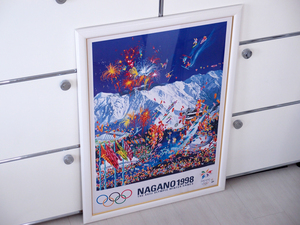 ヒロ・ヤマガタ 1998年 長野オリンピック 公式ポスター 額入り！NAGANO1998 冬季オリンピック HIRO YAMAGATA