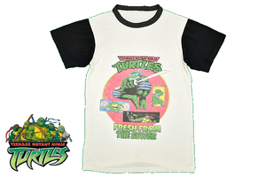 Y-3944★送料無料★1990年 TEENAGE MUTANT NINJA TURTLES ティーンエイジ ミュータント ニンジャ タートルズ★90s USA製 白 T-シャツ XS